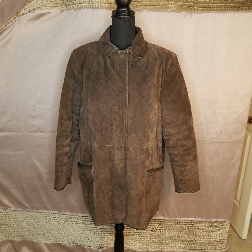 JUNCTION WEST‎ All Leather Suede Brown Peacoat